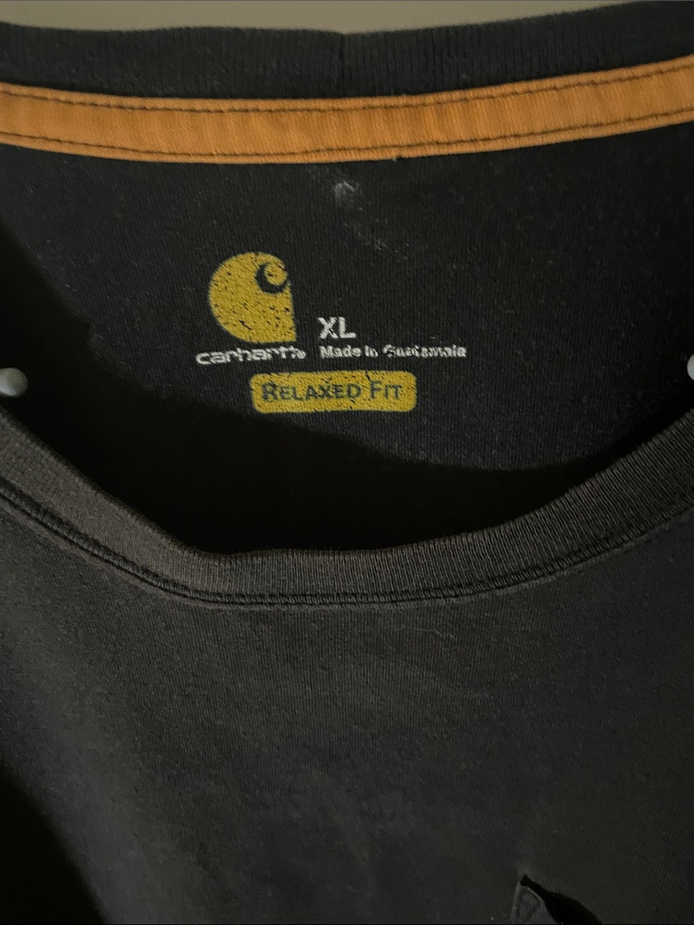 Carhartt Black Short-Sleeve Pocket Tee with Orange Trim Men’s XL - Picture 2 of 3